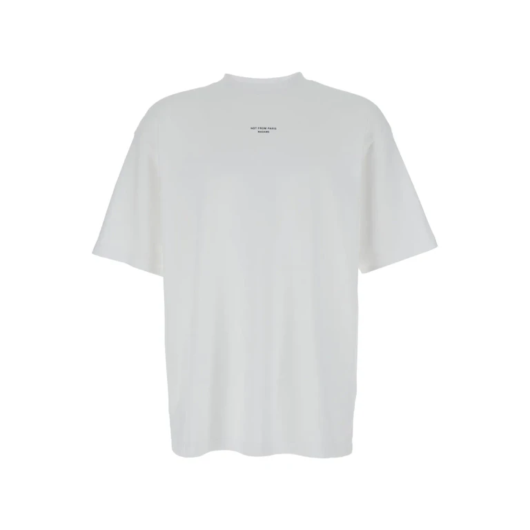 Drôle de Monsieur slogan Classique White Classic T-shirt With Logo Print In Cotton Blend Man