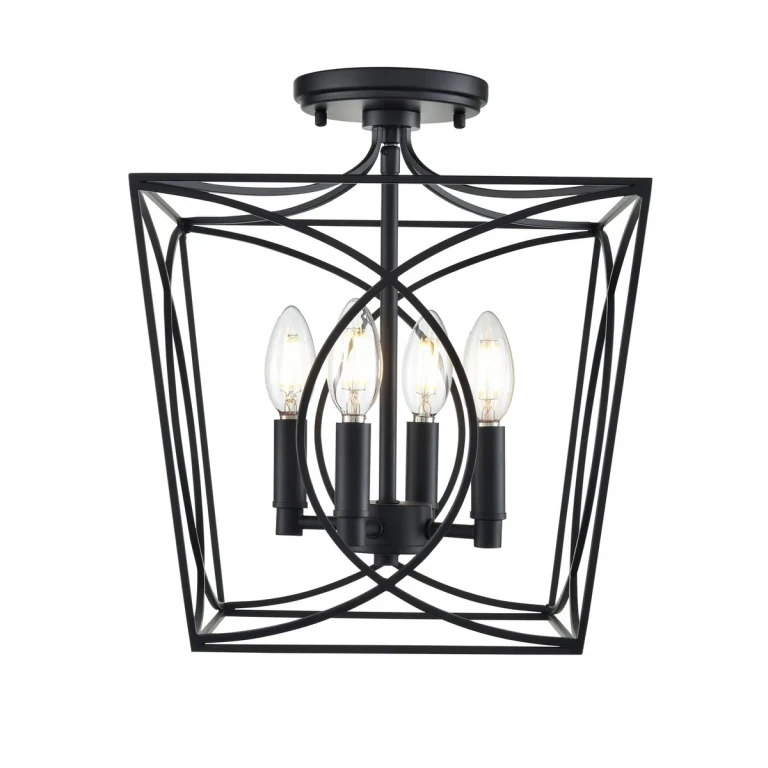 Matte Black Semi-Flush Mount from the Tracy Collection