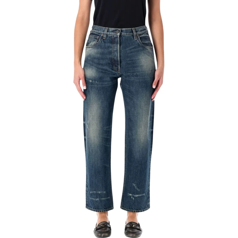 Prada Straight-leg Vintage Wash Blue Jeans