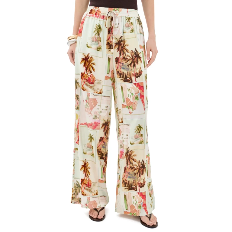 MINKPINK Dolce Drawstring Pants Vintage Postcards L