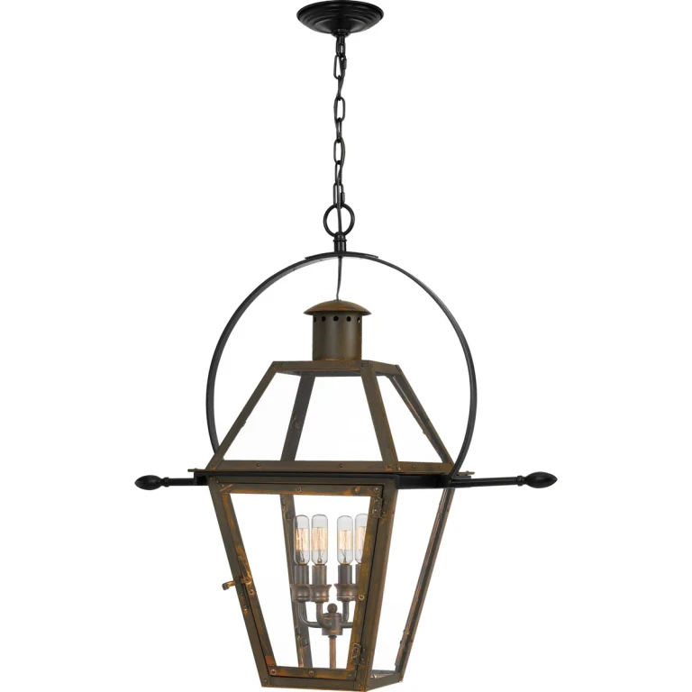Rue De Royal 4-Light Outdoor Hanging Lantern in Industrial Bronze
