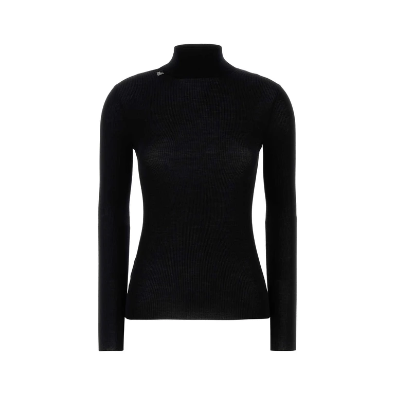 Prada Black Wool Sweater Nero Exterior: Virgin Maglieria - Women