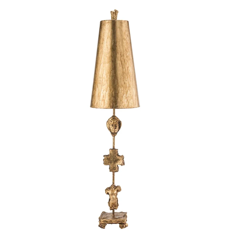Fragment 1-Light Buffet Lamp in Curvy black and taupe metal w with gold leaf