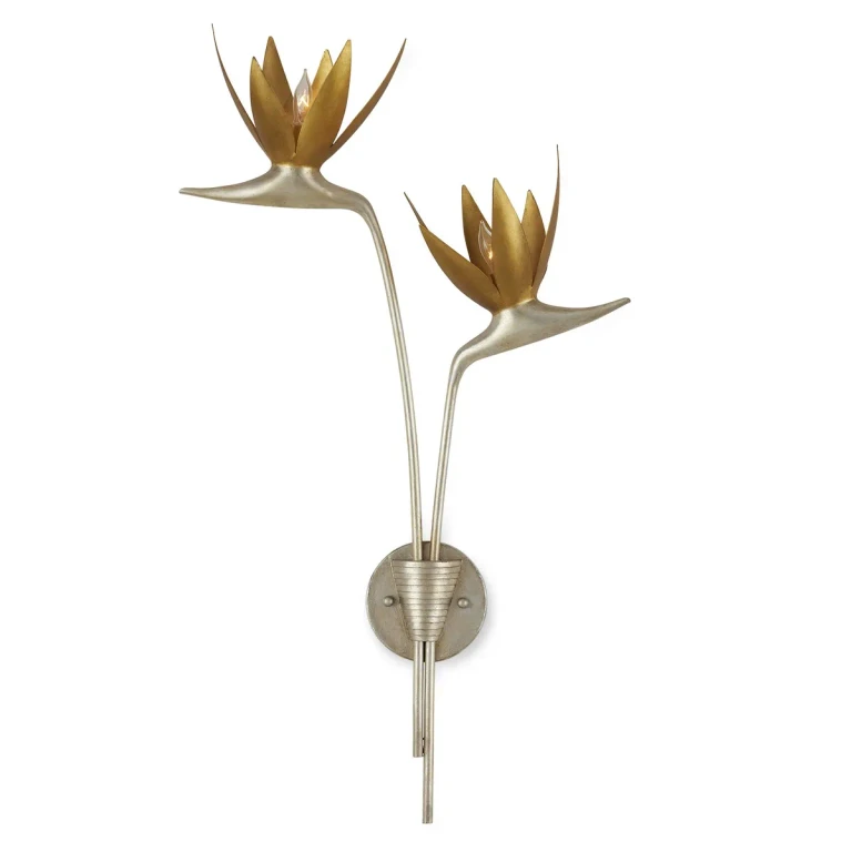 Contemporary Silver Leaf Contemporary Gold Leaf Gold Wall Sconce from the Paradiso Collection