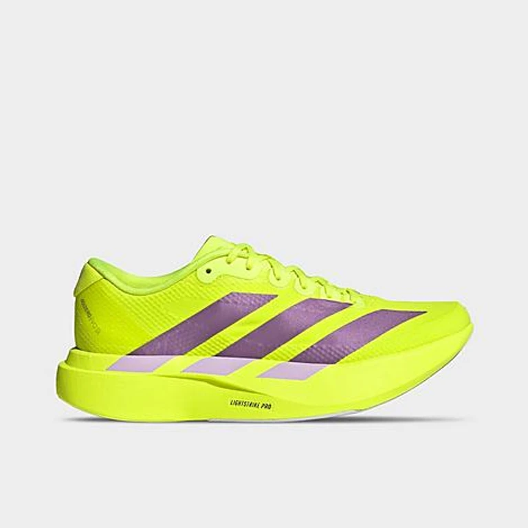adidas Women's Adizero EVO SL Running Shoes in Solar Yellow/Aurora Plum/Powder Plum Size: 6.0