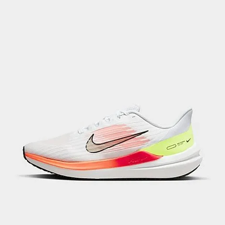 Nike Men's Air Winflo 9 Running Shoes in White/Total Orange/Bright Crimson Size: 6.5