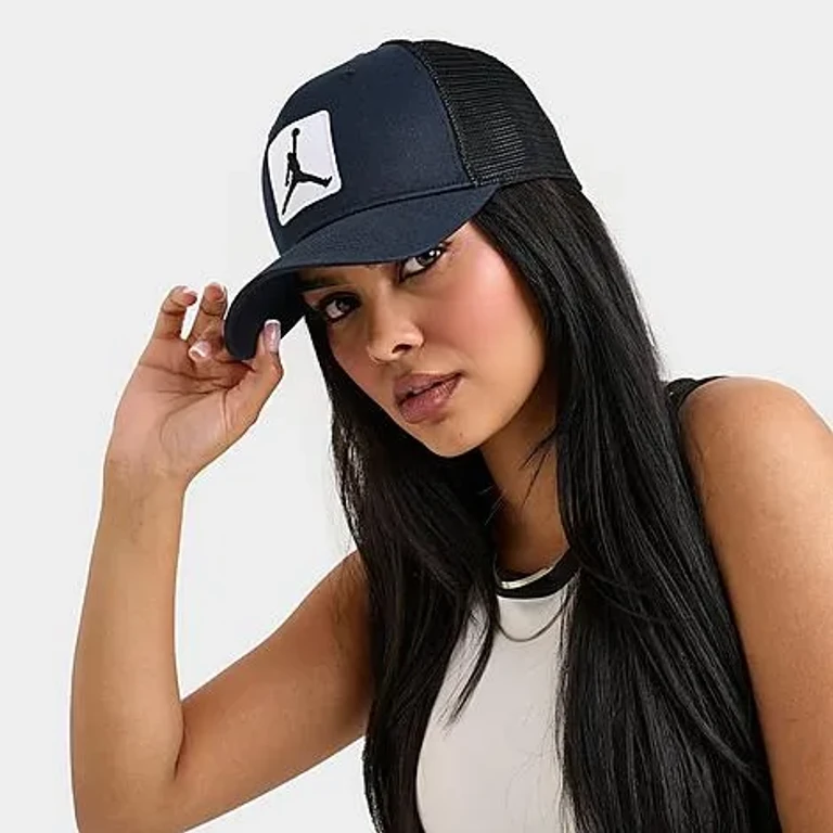 Jordan Rise Trucker Hat in Black/White Size: L-XL