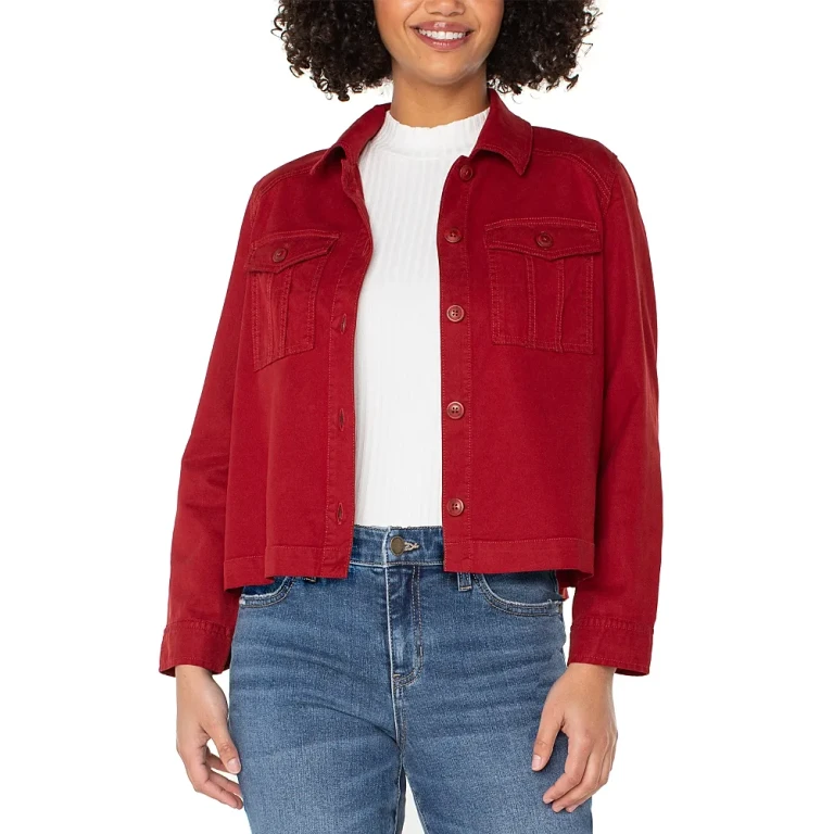 Liverpool Los Angeles Pleated Back Cropped Jacket