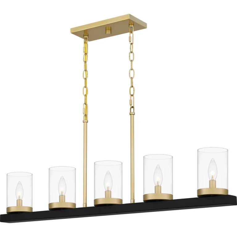 Matte Black Five Light Island Chandelier from the Greeley Collection