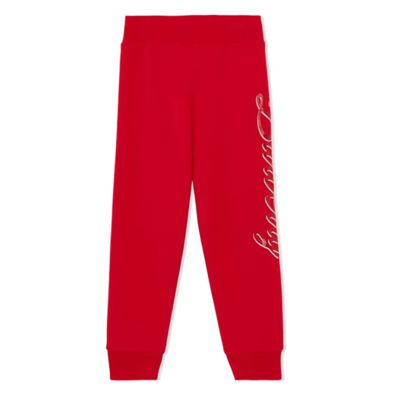 Burberry Kids Bright Red Script Logo-Print Track Trousers
