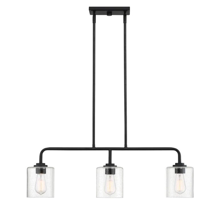 Matte Black Three Light Island Pendant from the Logan Collection