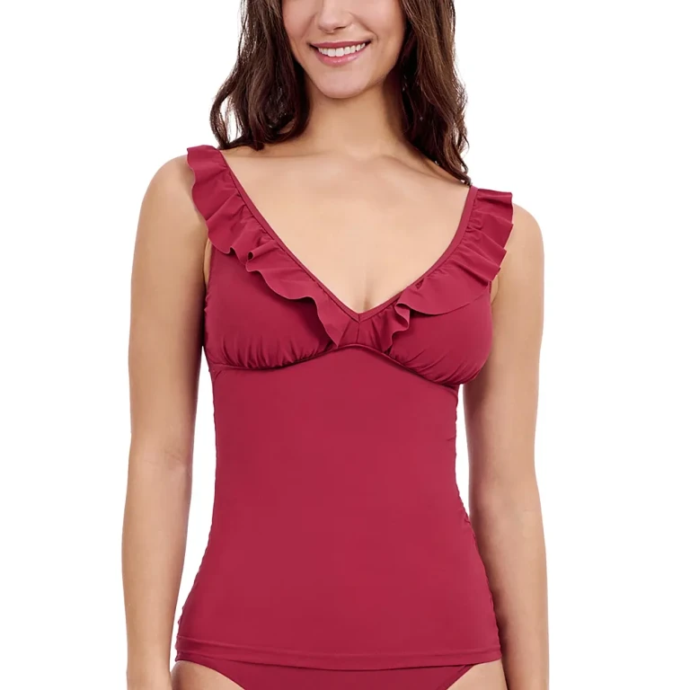 Profile by Gottex D Cup V Neck Ruffle Trim Tankini