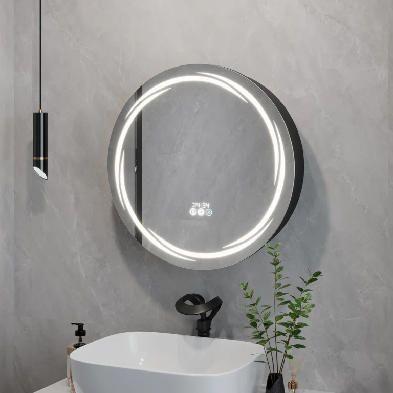23.6" Round LED Medicine Cabinet with Storage, Anti-Fog, Dimmable â Black