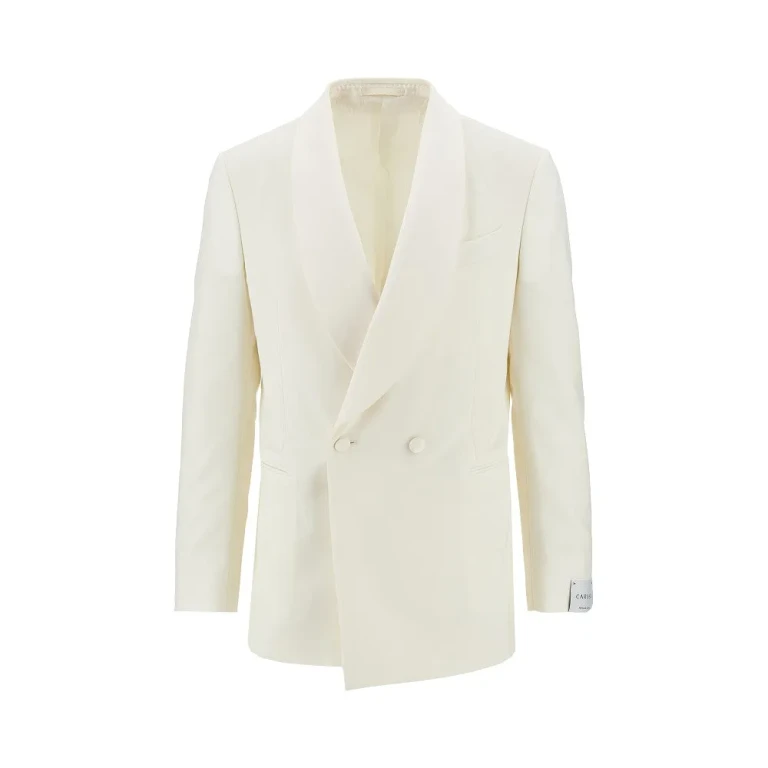 CARUSO Satin and wool double-breasted jacket Man 48