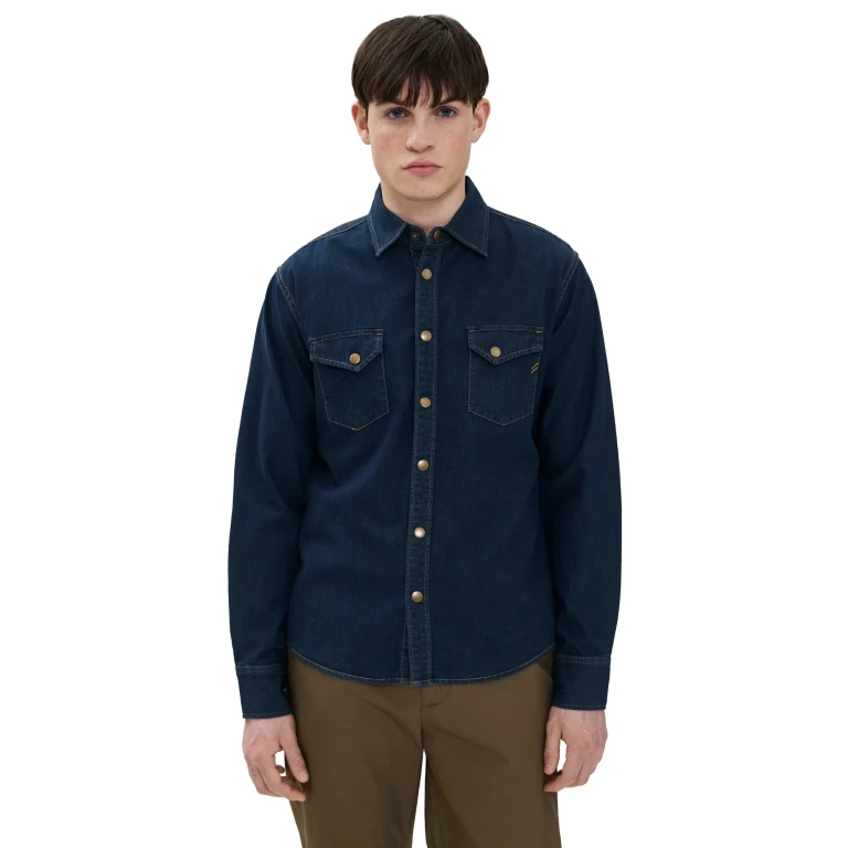 Billy Reid Shoals Denim Shirt Double Dye XXL