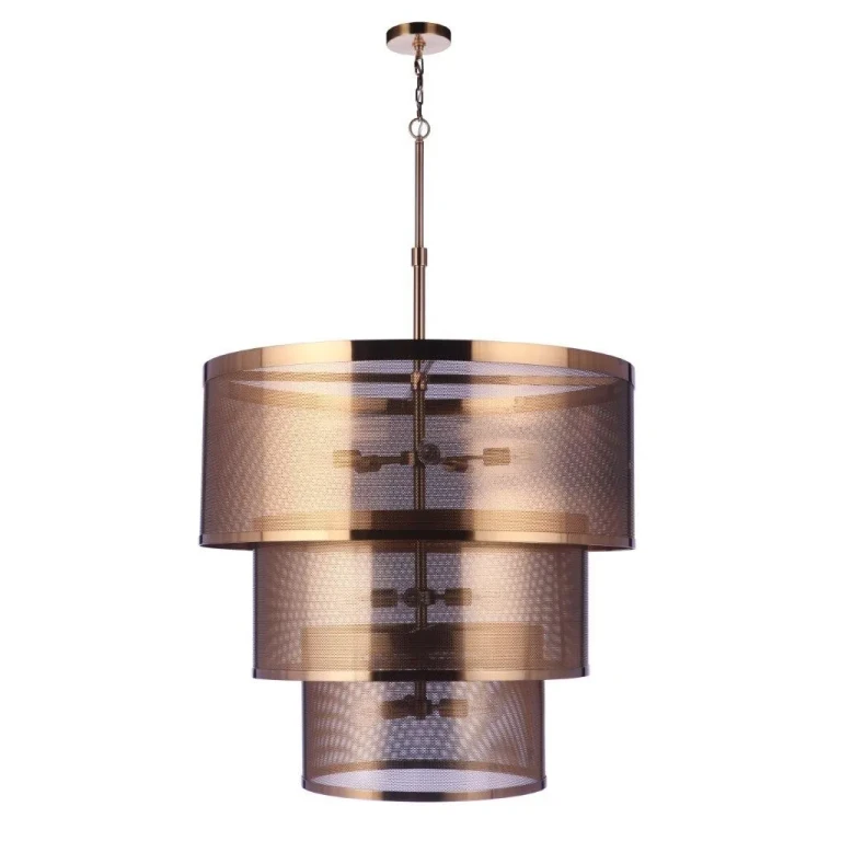 Satin Brass 12 Light Pendant from the Mesh Collection