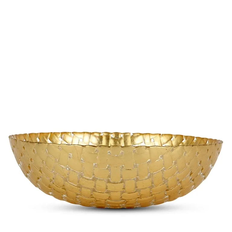 Vietri Rufolo Glass Gold Basketweave Small Serving Bowl