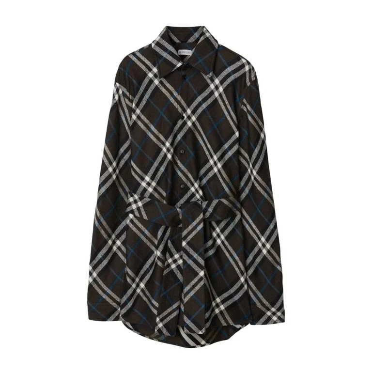 Burberry Womens Check-Pattern Belted Shirt
