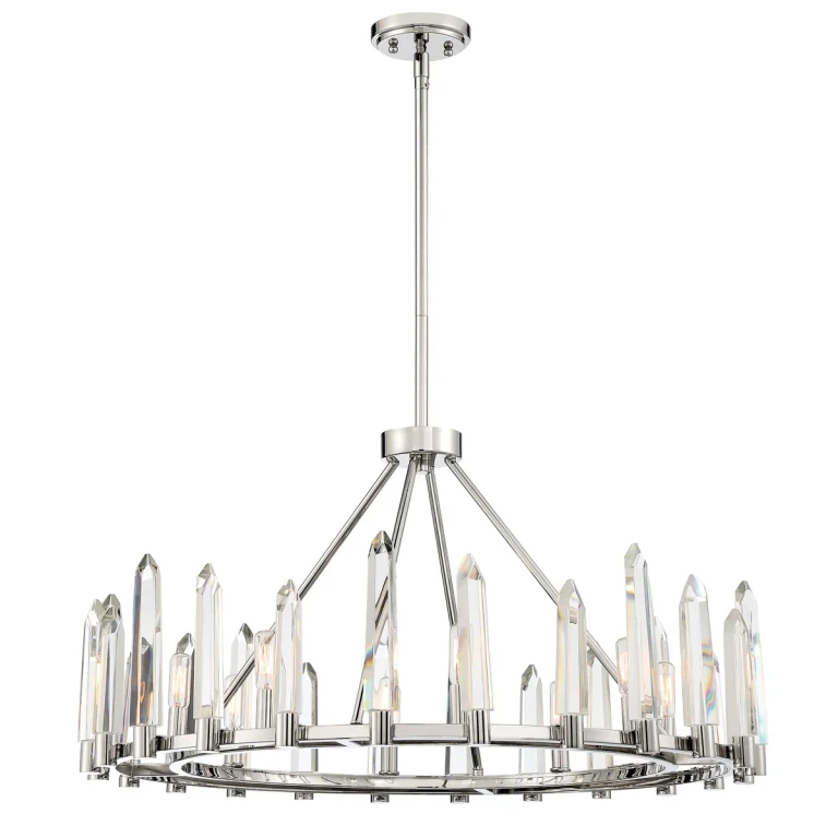 Crystorama Watson 8-Light Traditional Chandelier in Polished Nickel with Clear Glass Crystals