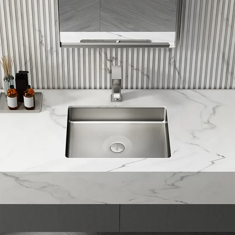 Gold Luxury Stainless Steel Rectangular Sink Undermount Bathroom Wash Sink