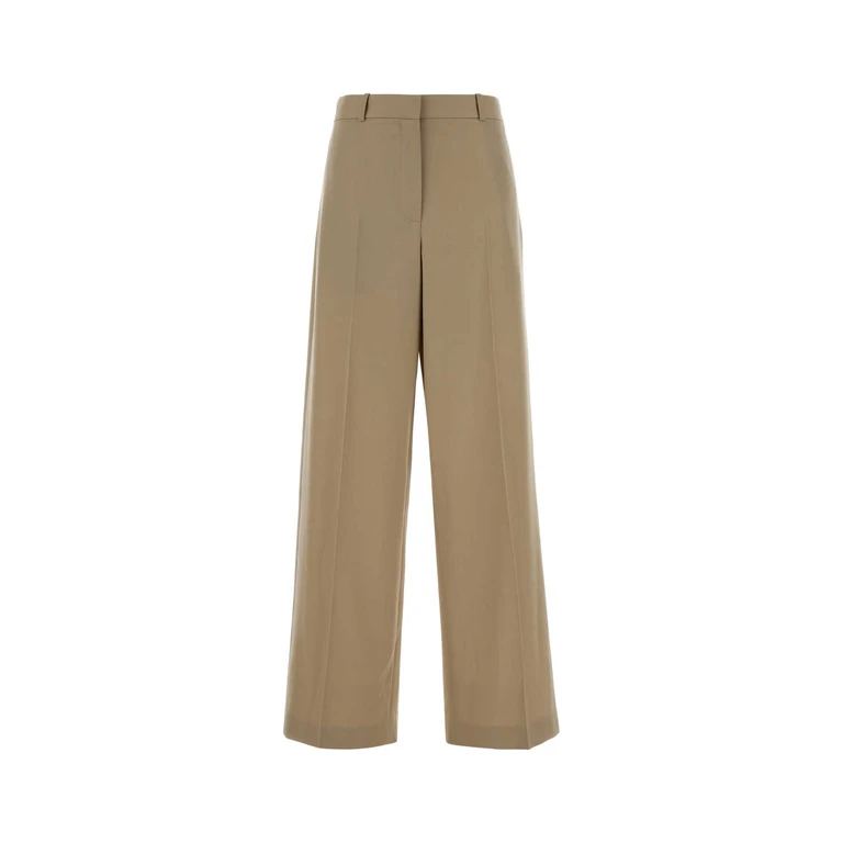 The Row Cappuccino Wool Wide-Leg Dende Pant Beige Exterior: Pantaloni - Women
