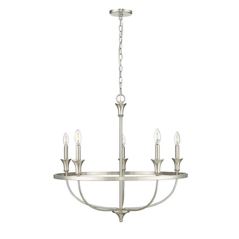 Brushed Nickel Five Light Chandelier from the Emery Collection
