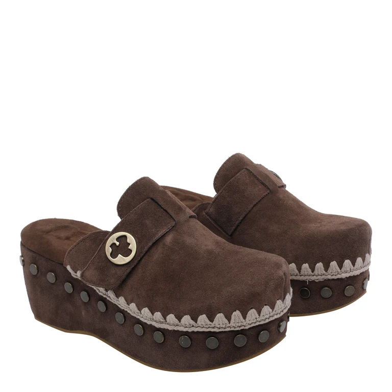 Mou Sandals Brown Suede Leather/rubber Sole - Women