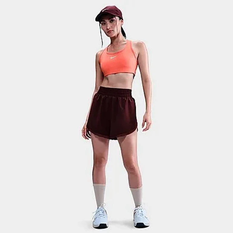 Nike Women's One Dri-FIT Loose 3" Brief-Lined Shorts in Burgundy Crush/Burgundy Ash Size: XS