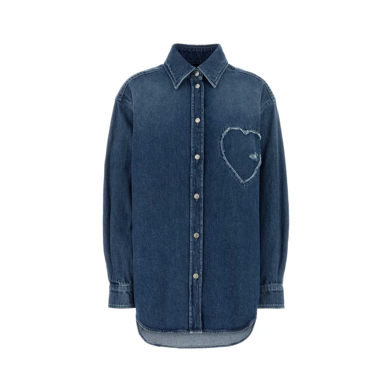 Moschino Denim Shirt Blu Exterior: Cotton Camicie - Women