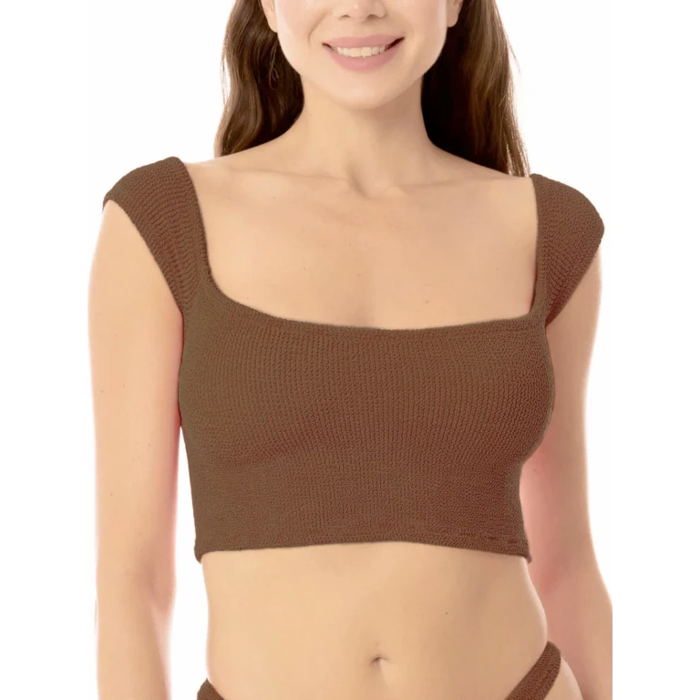 MC2 Saint Barth Brown Zena Crinkle Bikini Top
