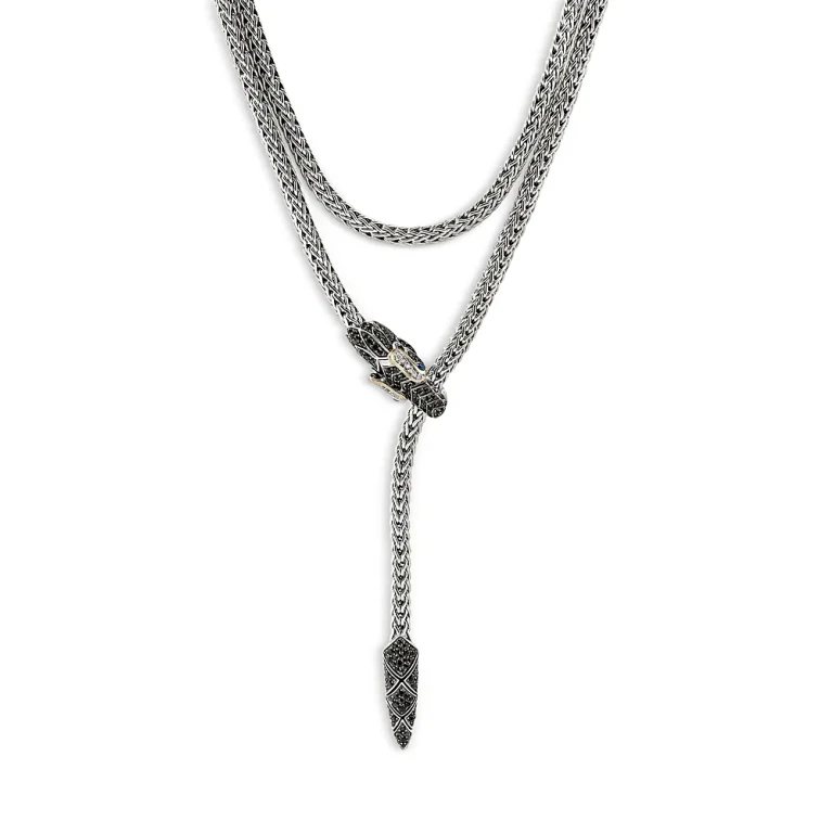 John Hardy Sterling Silver & 14K Gold Naga Mixed Stone Lariat Necklace, 36