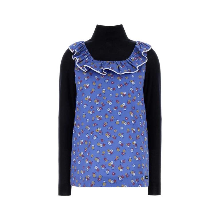 Miu Miu Printed Poplin Top Pervincarubino Maglie - Women