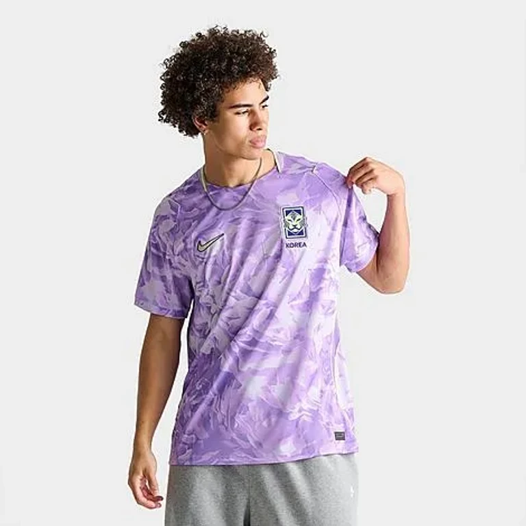 Nike Men's South Korea 2026 Stadium Away Dri-FIT Replica Soccer Jersey in Space Purple/Light Liquid Lime Size: Small