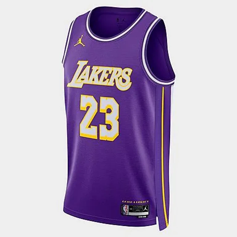 Men's Jordan Los Angeles Lakers NBA Statement Edition Dri-FIT LeBron James Swingman Jersey in Field Purple