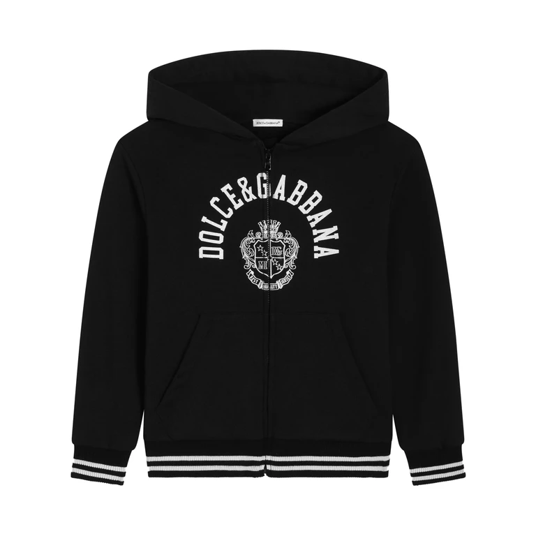 Dolce & Gabbana Kids Cappuccio Con Zip Black Felpa