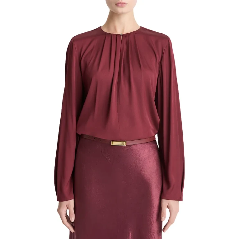 Vince Pleated Neck Blouse