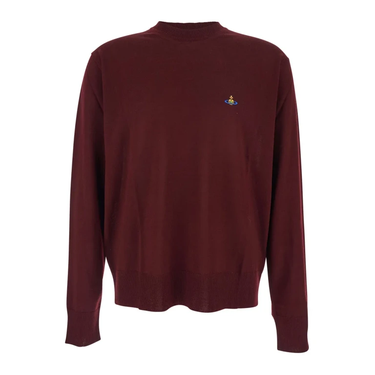 Vivienne Westwood Bordeaux Crew Neck Sweater With Dropped Shoulders And Orb Logo On The Front In Wool Blend Man