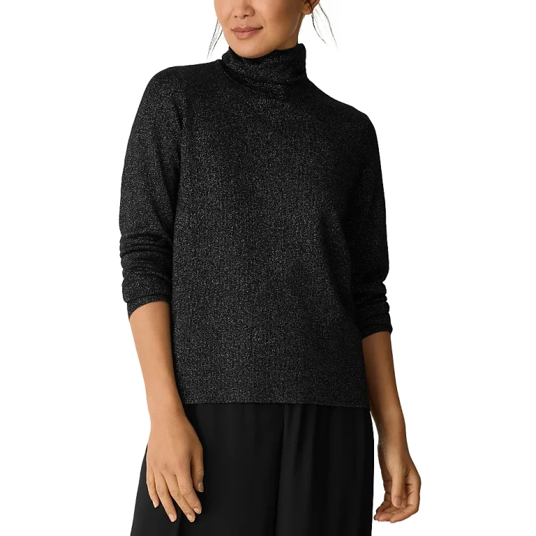 Eileen Fisher Wool Lurex Turtleneck Sweater