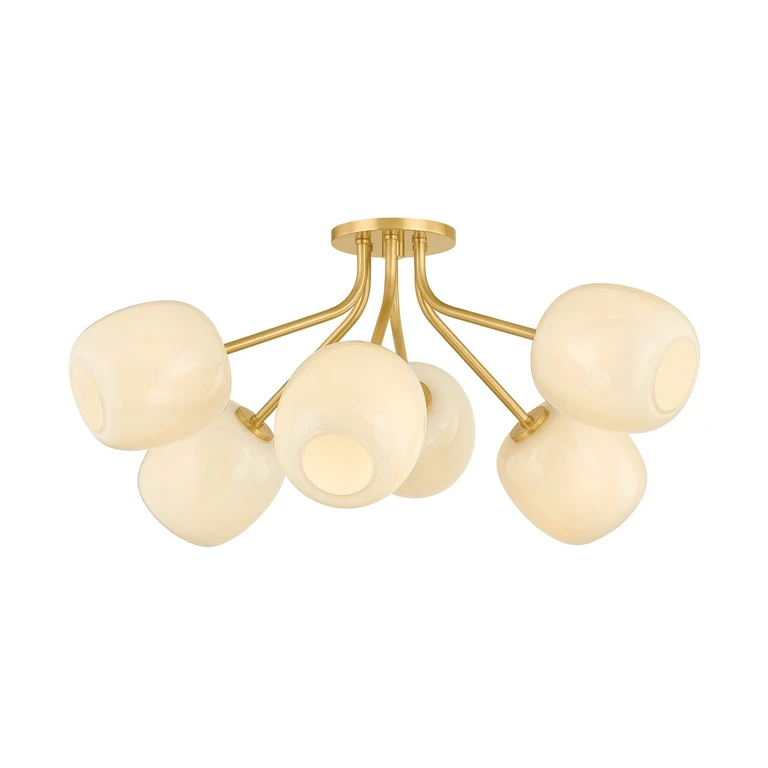 Aged Brass Semi Flush Mount from the Lisette Collection