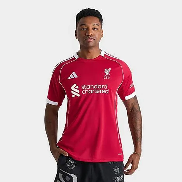 adidas Men's Liverpool FC 25-26 Home Soccer Jersey in Strawberry Red Size: Small