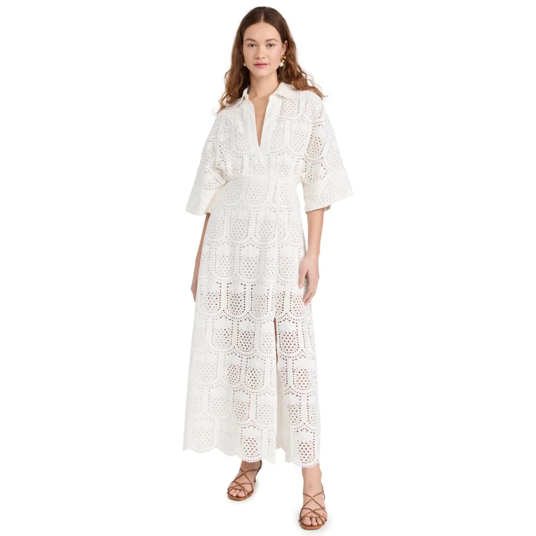 SUNDRESS Soidee Dress Pineapple Eyelet White XL/XXL