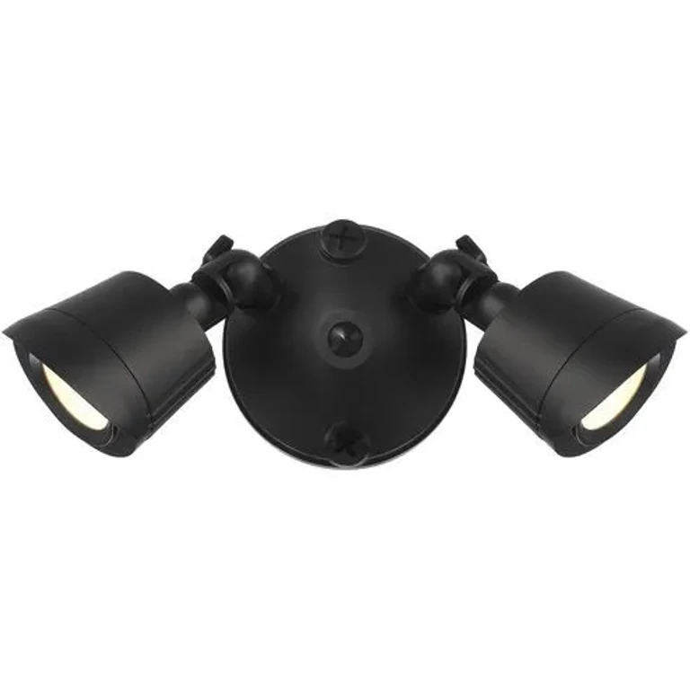 Multi Color-Temp 2-Light LED Double Flood Light in Matte Black