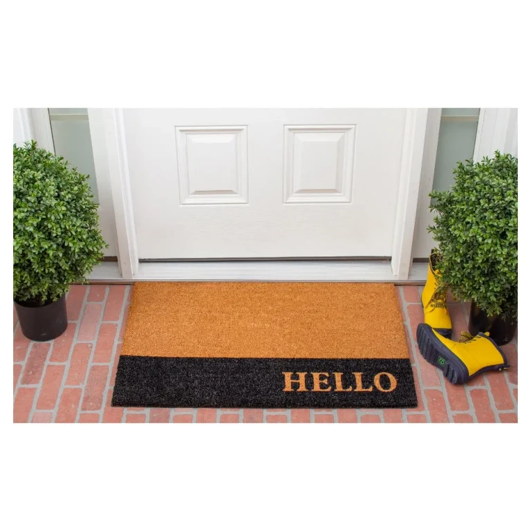 Hello Black Stripe Doormat