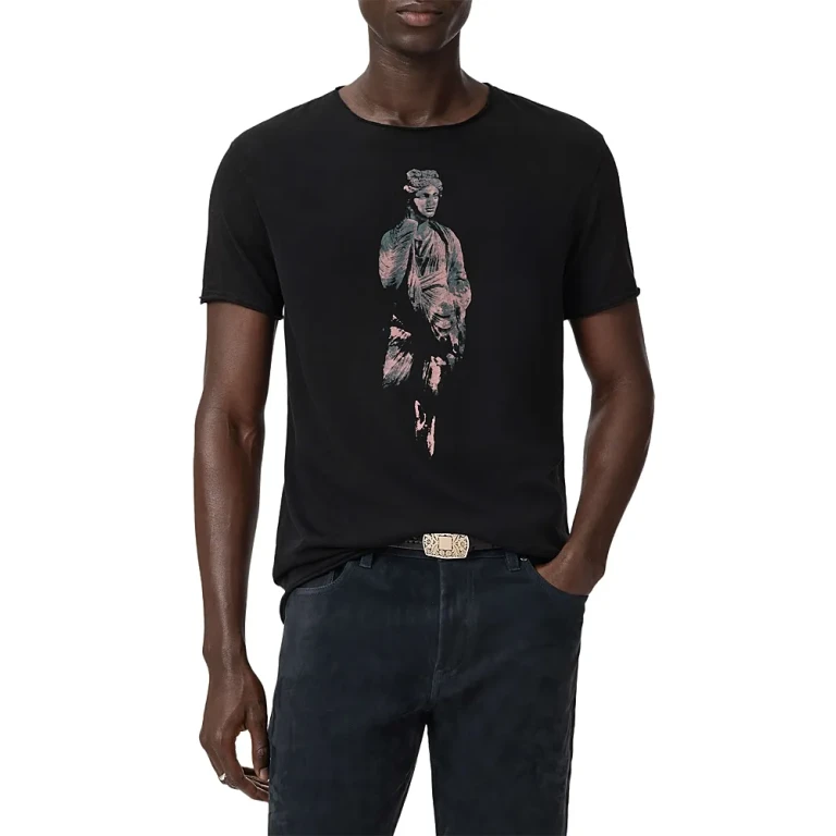 John Varvatos Short Sleeve Raw Edge Graphic Tee