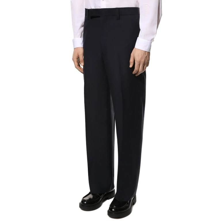 Prada Wool Classic Pants Blue Mohair - Men