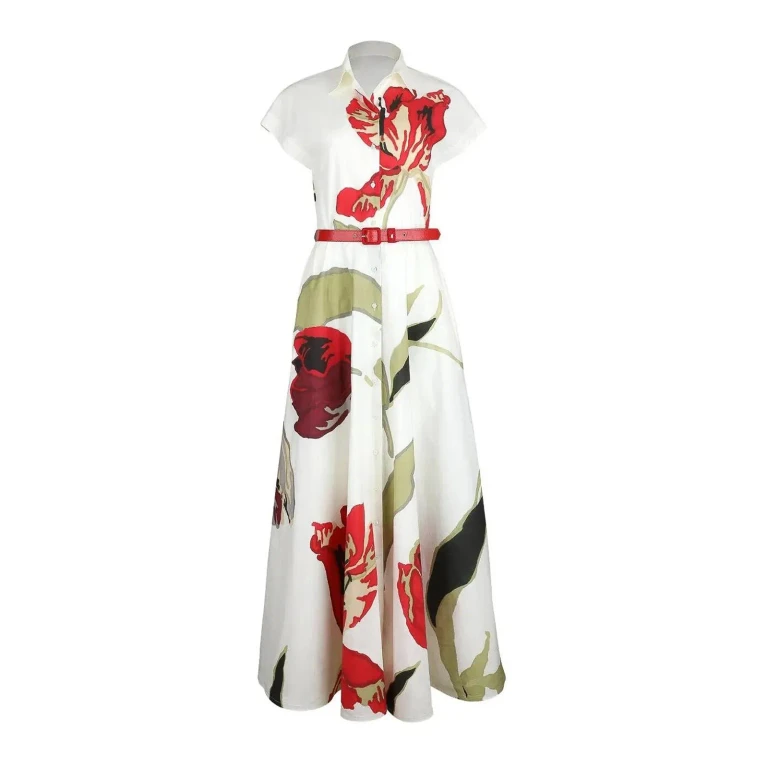 Sara Roka Robe Au Genou - Rouge