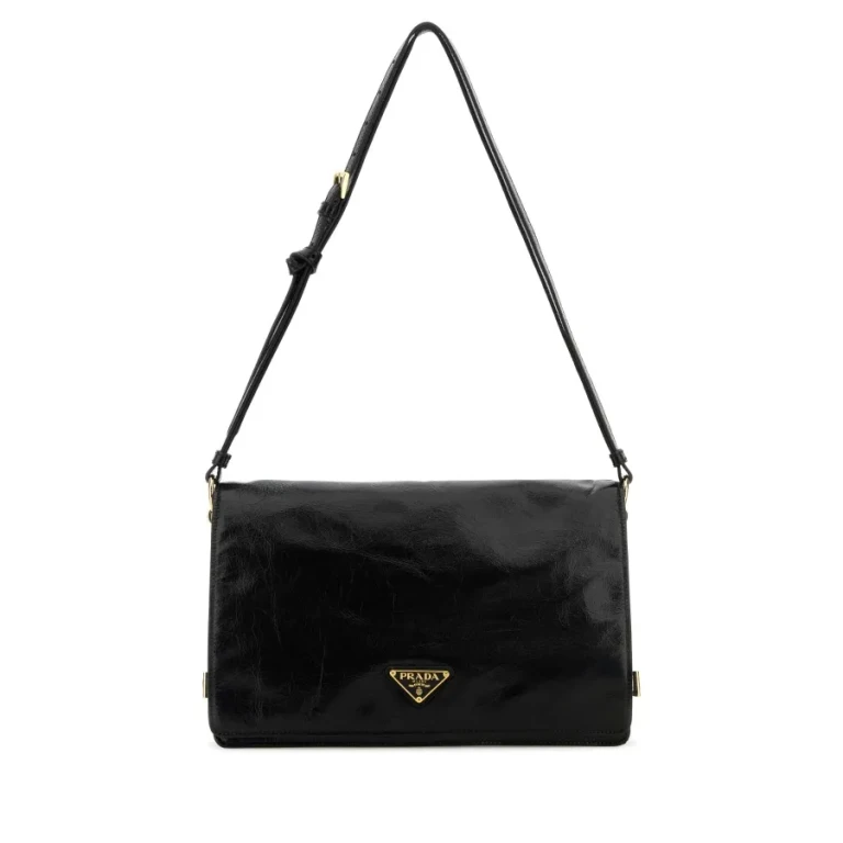 Black Leather Medium Shoulder Bag