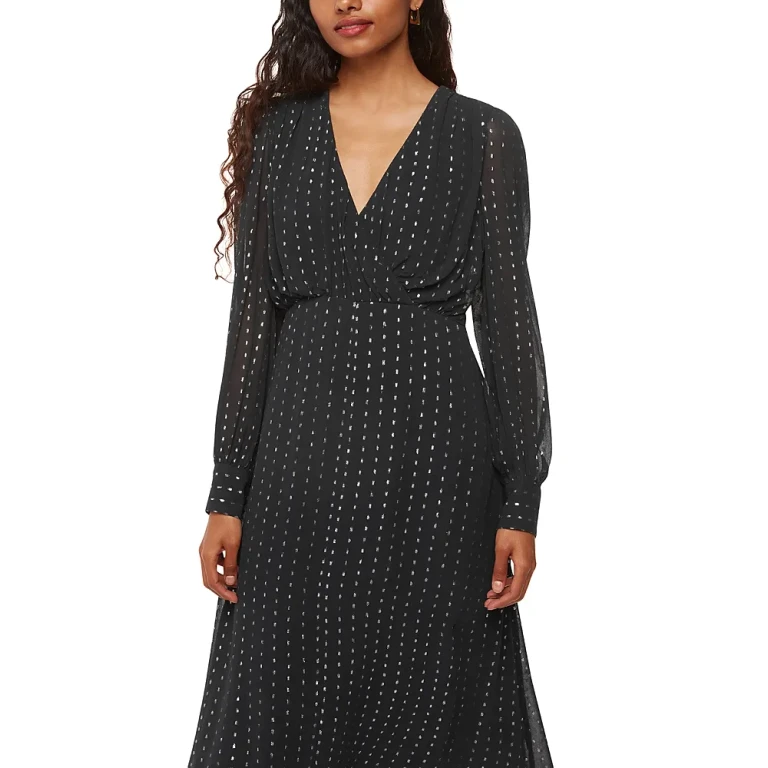 Whistles Petites Metallic Stripe Midi Dress