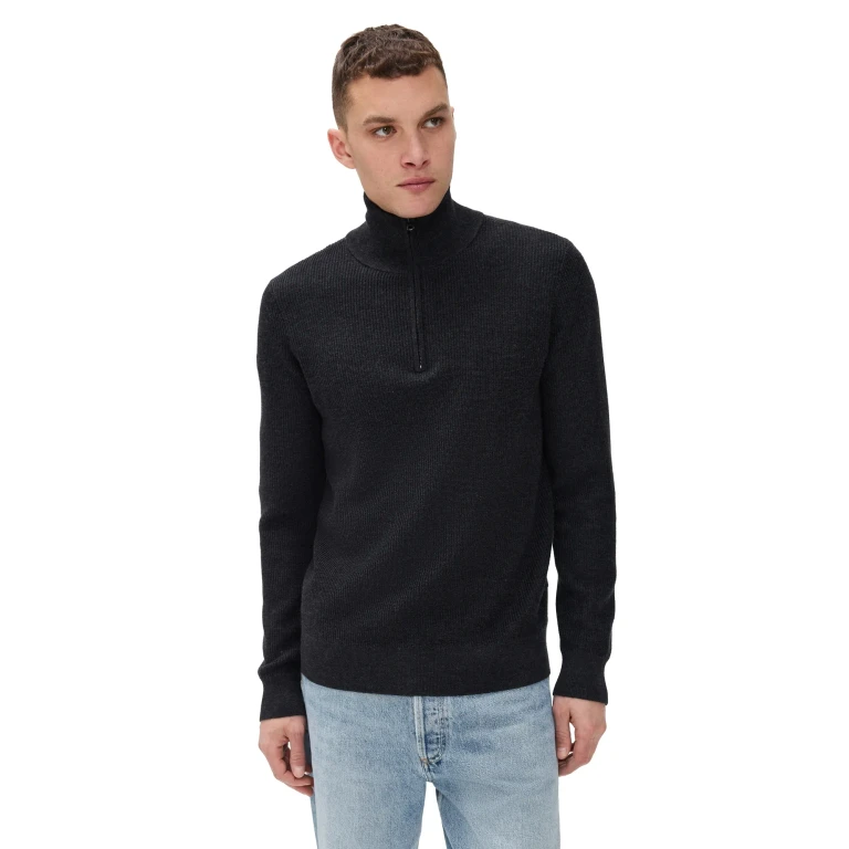 rag & bone Joel Merino Half Zip Pullover Charc XL