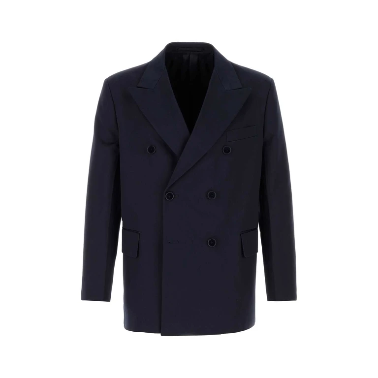 Prada Navy Blue Cotton Blazer Giacche E Gilet - Men